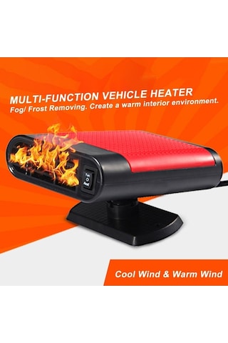 Pazly Arac İçin 360 Dönebilen Isıtma & Soğutma Üfleyici - Sisleme, Buz Çözücü, Siyah-kırmızı, 150w, 12v, 150x110x75mm