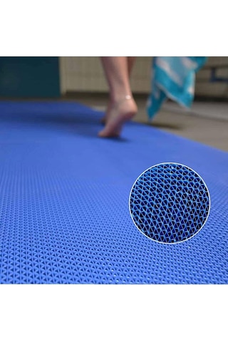 Banyo Duş Havuz Zincir Mat Paspas Kaydırmaz Pvc Paspas / Mavi / Ebat: 90 Cm. Mavi