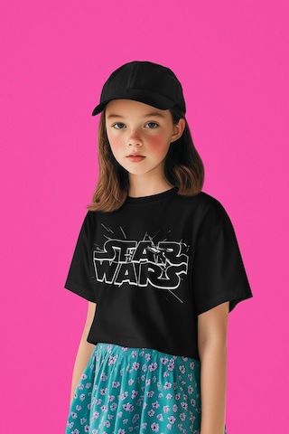 Sevbano Star Wars Yıldız Savaşları Yazılı Unisex Film Çocuk Tişört 1-12 Siyah