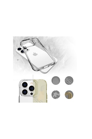 Zeyline Apple Uyumlu iPhone 14 Pro Zore Şeffaf Ultra İnce Airbag Tasarımlı Okka Kapak-renksiz