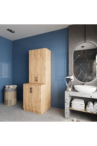 Aspen Çamaşır Ve Kurutma Makinesi Dolabı Banyo Dolabı Çam Çam