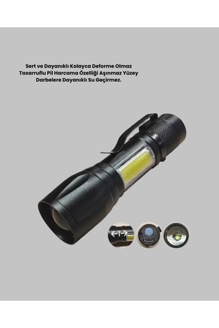 Profesyonel 4 Modlu Şarjlı El Feneri 1300 Mah Batarya Cree Led Teknolojisi Standart