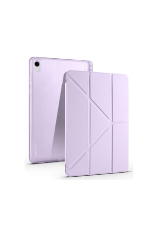 Galaxy Uyumlu Tab S11 Kılıf Frm Tri Folding Kalem Bölmeli Standlı Kılıf - Mor Kapaklı Kılıf