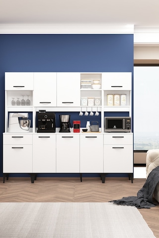 Riva Kahve Köşesi Fırın Bölmeli Askılı Airfry Kiler Dolabı Rb2 Çok Amaçlı Beyaz Beyaz