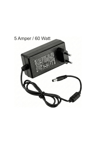 12v Fişli Adaptör 5 Amper 60 Watt - Şerit Led, Modem Ve Kamera Uyumlu Güç Kaynağı Trafosu - Cata