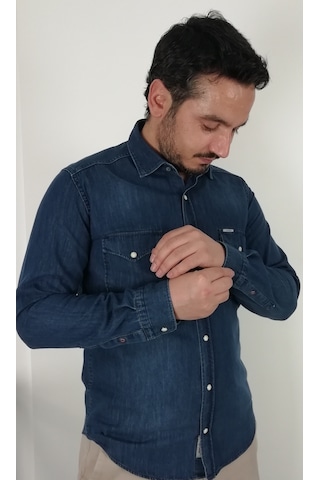 Tousus Slim Fit Kot Erkek Gömlek Slm-2010-tss Lacivert