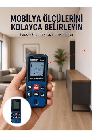 50 Metre Lazer Ölçüm Cihazı Alan Ve Mesafe Hesaplama Yeni Nesil - Lisinya 0 - 300 MM