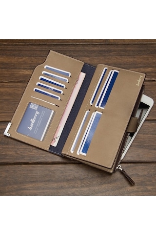 Createtech Baellerry Erkek Uzun Cüzdan, Modern Genç El Çantası, Kahverengi Kahverengi