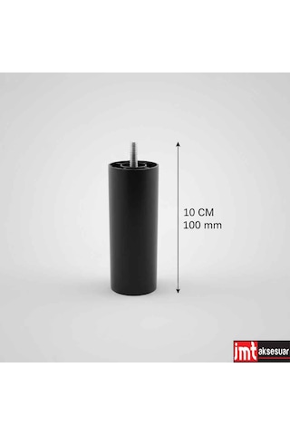 10 Cm M8 Diş 8 Adet Siyah Silindir Mobilya Koltuk Kanepe Baza Ayağı Siyah