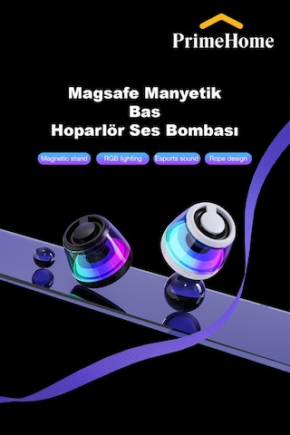 Magsafe Bluetooth Hoparlör Yüksek Ses Mini Bass Manyetik Mıknatıslı Kablosuz Speaker Ses Bombası