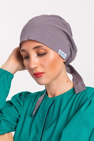 Düz Gri Desenli Tesettür Doktor Hemşire Hastane Aşçı Cerrahi Bone Mavi