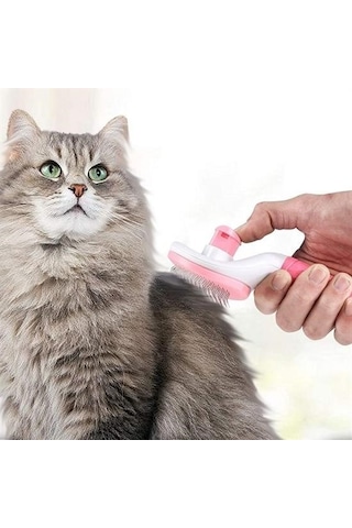 Büro Ev Evcil Hayvanı İçin Kedi Köpek Tüy Toplar Temizlik Pembe Saplı Tarak