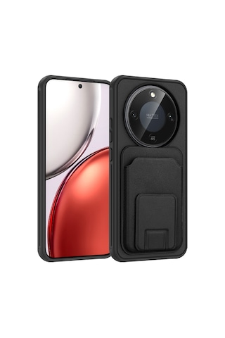 Honor Magic 8 Lite 5g Kılıf Kartlık Hazneli Standlı Tpu Bikart Kapak Siyah