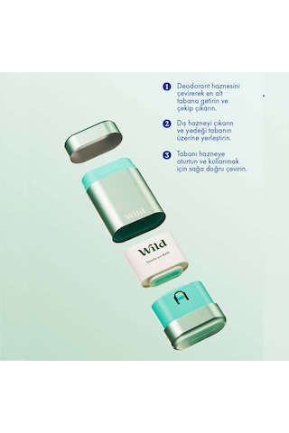 Wild %98 Natural Stick Deodorant Kutu + Refill Fresh - Aqua Case + Fresh Cotton & Sea Salt 40 Gr