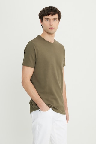 AC&Co / Altınyıldız Classics Erkek Hakı Pamuklu Slim Fit Dar Kesim Bisiklet Yaka Esnek Tişört Haki