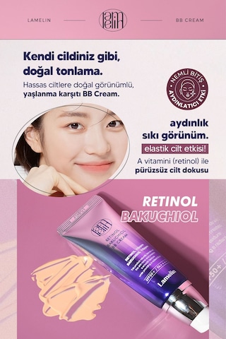 Lamelin Retinol Ve Bakuchiol Içeren Doğal Kapatıcı Parlak Bitişli Bb Krem Lamelin 50 Ml Parlak Bitiş