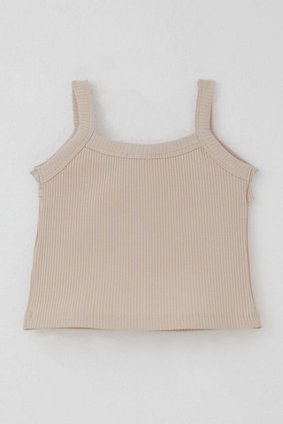 Breeze Kız Çocuk Askılı Crop Tişört Fırfır Detaylı 8-14 Yaş, Bej Bej