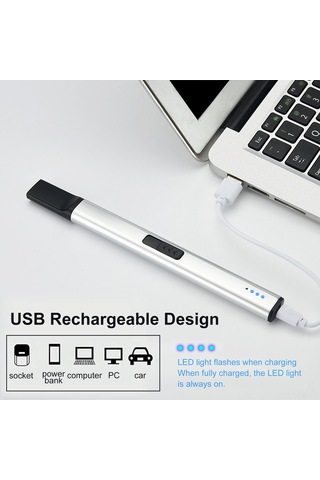 Moveevo "usb Şarjlı Rüzgara Dayanıklı Ark Ateşleme Çakmak - Bbq, Kamp Ve Mutfak İçin" Yeşil