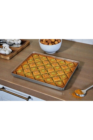 Alüminyum Baklava Tepsisi 30x40x3 Cm 800 Gr Gri