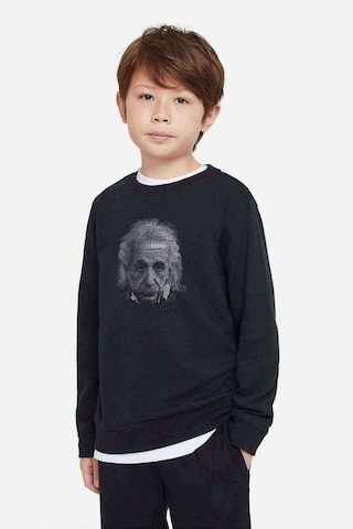 Tshirthane Albert Einstein Tipografi Baskılı Unisex Çocuk Siyah Sweatshirt