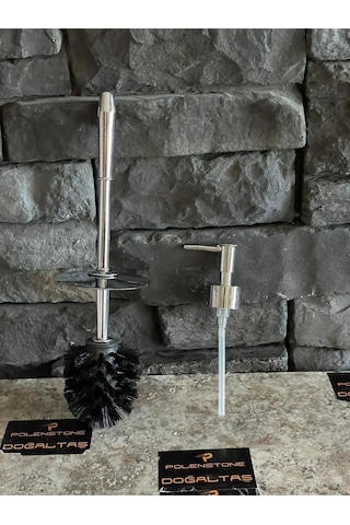 Mermer Banyo Setlerine Uygun / Gümüş Rengi Wc Fırçası Ve Sıvı Sabunluk Pompası Gold