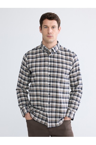 Lcwaıkıkı Classic Bej Regular Fit Ekose Gabardin Erkek Gömlek
