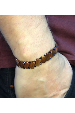 Doğal Kuka Ağacı Erkek Asansörlü Ayarlanabilir Bileklik Eub117 Kahverengi