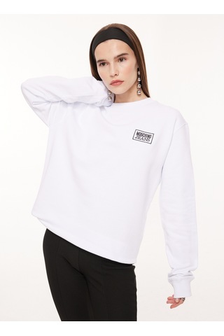Moschino Jeans Bisiklet Yaka Düz Beyaz Kadın Sweatshırt A1713
