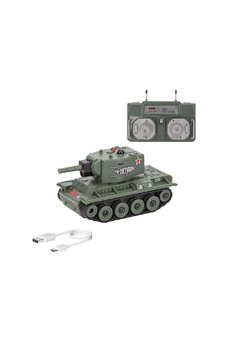 1:64 Rc Mini Tank Seti - Kızılötesi Savaş Özellikli 2'li Sesli Ve Işıklı Uzaktan Kumandalı Tank