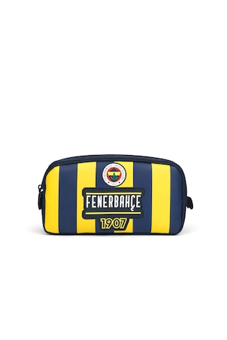 Fenerbahçe Lisanslı Kalemlik - Çubuklu Tasarım 2 Bölmeli Kalem Çantası Sarı - Lacivert