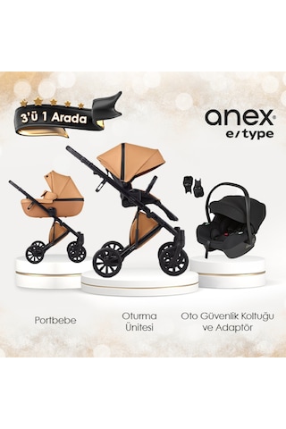 Anex E/type Bebek Arabası Portbebe ve Anex Cosmo Oto Koltuğu Dahil 3'ü 1 Arada Set