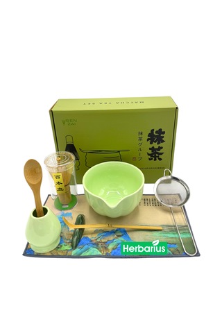 6 Parça Yeşil Renk Matcha Çayı Hazırlama Seti - Geleneksel Japon Matcha Seti