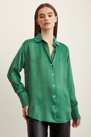 Never More Saten Gömlek Benetton Yeşili Yeşil