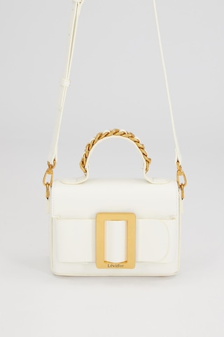 Beyaz Zincir İşlemeli El Çantası Beyaz