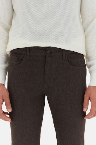 Twn Super Slim Fit Kahverengi Armürlü Chino Pantolon 5ec0305337641 Çok Renkli