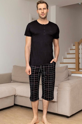 Aydoğan Erkek Civan Modal Bermuda Siyah Pijama Takım 0033 Siyah