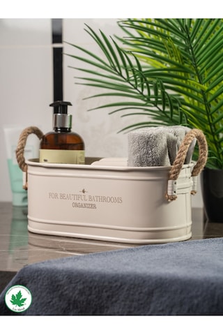 İp Kulplu Baton Metal Banyo Düzenleyici, Banyo Organizeri For Beautiful Bathrooms Organizer Baskı - Krem Krem