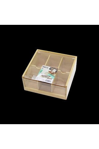 Jenerik 6 Bölmeli Bambu Poşet Çay Kutusu 21x20x10 Cm Çok Renkli