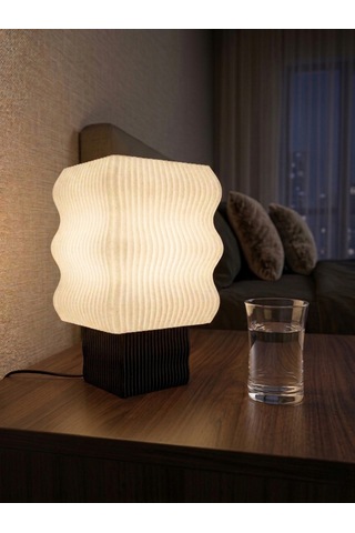 Designobee Ritim - Modern Abajur Masa Lambası Ambiyans Lambası, Dekoratif Aydınlatma Beyaz - Siyah