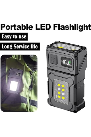 Açık Yüksek Parlaklık Küçük Çelik Tabanca Gece Lambası Çift Işık Siyah