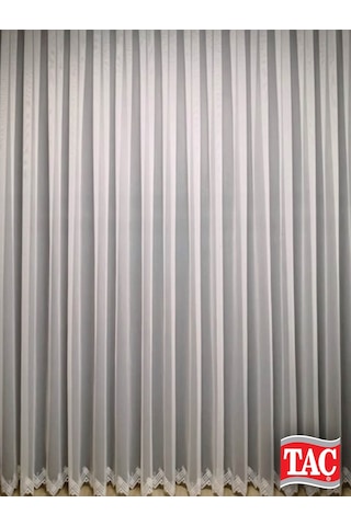 Taç TTM Zemin Etek Desenli Düz Tül Perde / Ölçünüze Özel Dikim