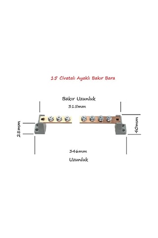 Meepo 20x4mm, 15 Civatalı Ayaklı Bakır Bara 250a
