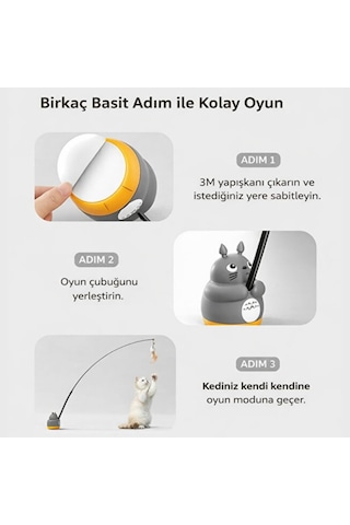 Otomatik Kedi Oyuncağı Ve İnteraktif Kedi Oltalama Seti - 360 Hareketli Esnek Çubuklu Eğlenceli Kedi Oyun Topu, Yavru Ve Yetişkin Kediler İçin Zeka Geliştirici Avcılık Oyuncağı