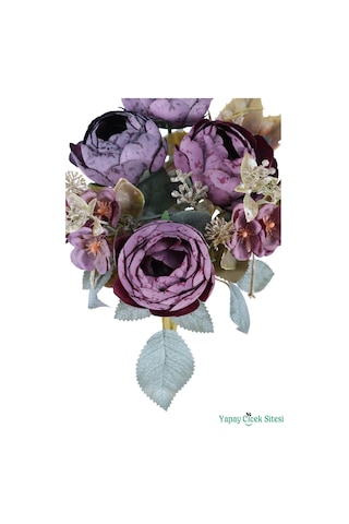 Yapay Çiçek Sitesi Yapay Şakayık Görünümlü Premium Ranunkulus Demeti 35 Cm Mor Lila
