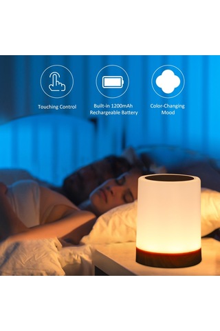 V3 Neoglint Led Renkli Ahşap Gece Lambası Sıcak Beyaz + Renkli Işık Çok Renkli