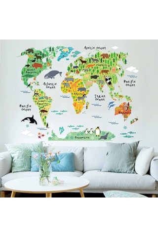 Vkemall Büyük Çocuklar Eğitici Hayvan Yer İşaretleri Dünya Haritası Soy Ve Yapıştır Duva Çok Renkli