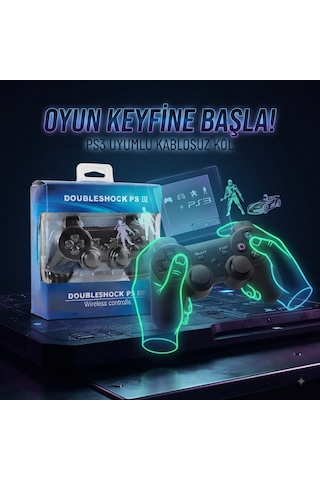 Double Titreşimli Ps3 Wireless Oyun Kolu Uyumlu Kablosuz Analog Gamepad Joystick Oyun Kolu