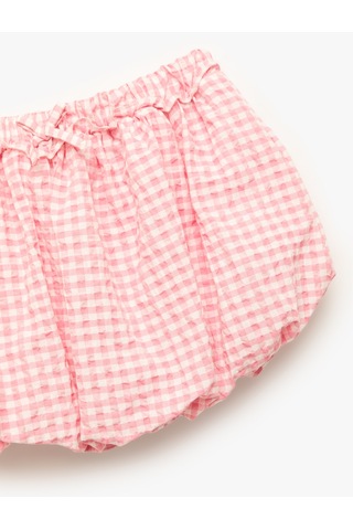 Koton Fiyonk Detaylı Beli Lastikli Pötikareli Balon Etek Pembe Ekose 5skg70108aw Pembe Ekoseli