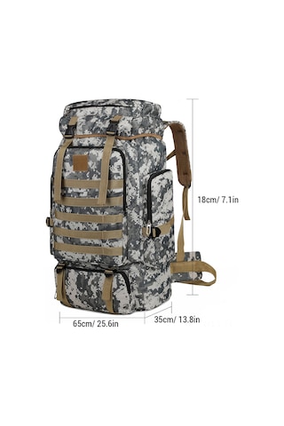 Lemestar Askeri Yeşili Büyük Kapasiteli Doğa Sirt Çantası - 65cm Organize Bölmeli Outdoor Sirt Çantası Çok Renkli