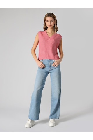 Colin's Regular Fit V Yaka Pembe Kadın Kazak CL1062235_Q1.V1_PLI